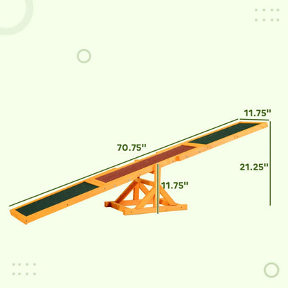 PawHut Wooden Dog Agility Seesaw For Balance Training And Exercise, Platform Equipment Run Game Toy, Weather Resistant Pet Supplies, For Outdoor Backyard
