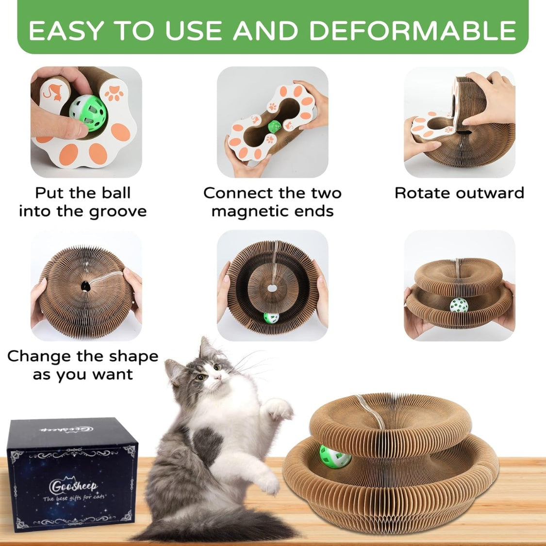 1 Pack Kitty Kurlz Cat Scratcher Toy Interactive For Indoor Cats