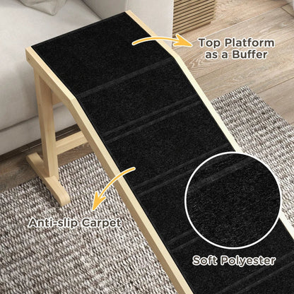 Dog Ramp For Bed, Pet Ramp For Dogs With Non-Slip Carpet And Top Platform