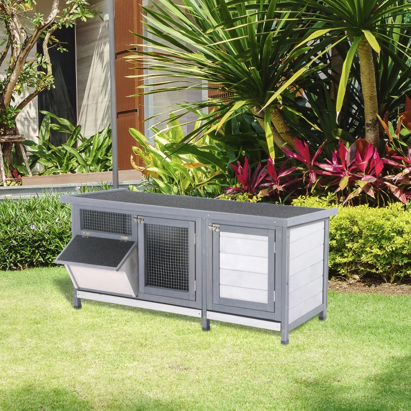 Wooden Rabbit Hutch Bunny Hutch Cage Guinea Pig With Waterproof Roof, No Leak Tray And Feeding Trough, For Rabbits, Chickens, Ducks