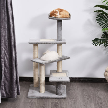 40" 5-Level Revolving Stair Cat Tree Scratcher Climbing Activity Tower with Play Center and Resting Perch - Gray