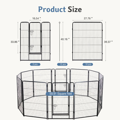 Metal Material, Foldable Pet Fence With A Door, Suitable For Small, Medium And Large-sized Dogs Outdoors