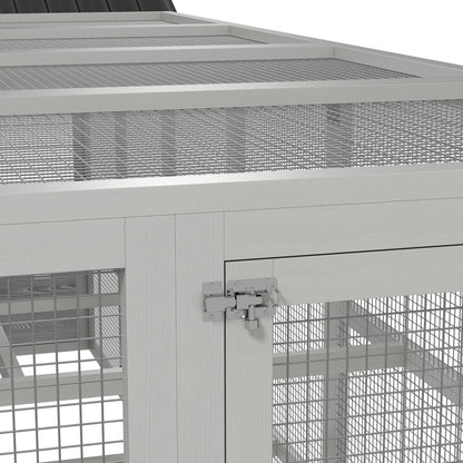 Wooden Chicken Coop Run for 6 - 10 Chickens, Hen House Add-On with Storage, Perches, 141.75" x 48" x 61", Gray