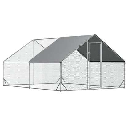 10 x 13 x 6.5 Metal Frame Chicken Run, Outdoor Hen House with Cover & Lockable Door