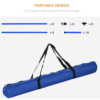 4 Piece Dog Agility Starter Kit with Adjustable Height Jump Bars, Included Carry Bag & Displacing Top Bar - Blue