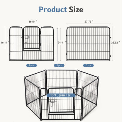 Metal Material, Foldable Pet Fence With A Door, Suitable For Small, Medium And Large-sized Dogs Outdoors