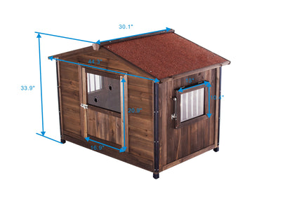 Unique All-Around Iron Frame,Outdoor Large Wooden Cabin House Style Wooden Dog Kennel
