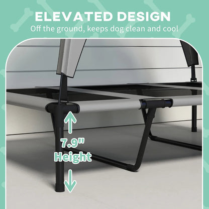 Elevated Dog Bed With Canopy, Raised Outdoor Pet Bed For Camping With Washable Breathable Mesh