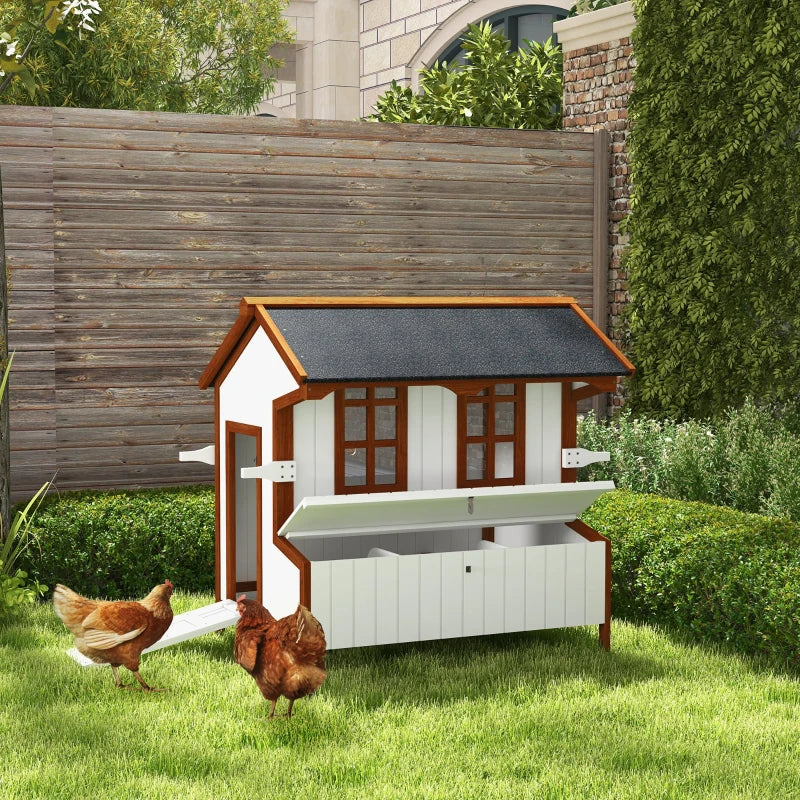 47Chicken Coop, Wooden Chicken House Raised Rabbit Hutch With Waterproof Roof, Nesting Box And Handles For 3-5 Hens, Poultry Cage Portable Hen Pen For Backyard