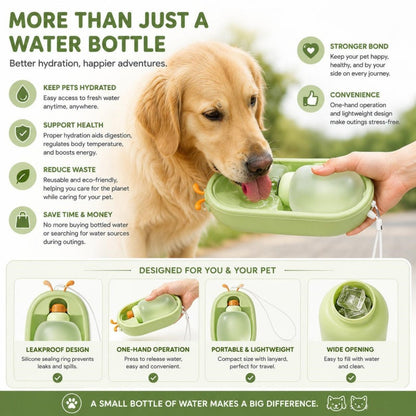 Portable Pet Water Bottle With Cute Antlers  Food Grade, BPA Free, Leak Proof Travel Cup For Dogs, Durable, Easy-to-Clean Outdoor Water Dispenser With Lanyard.