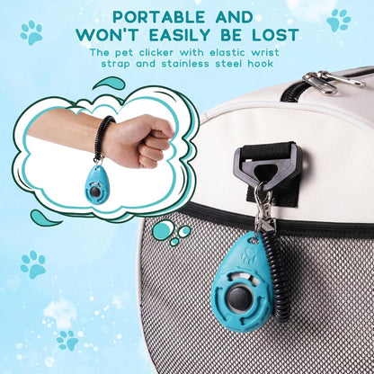 Dog Training Clicker With Sring Wrist And Keyring Pet Dog Training Clickers For Puppy, Cat