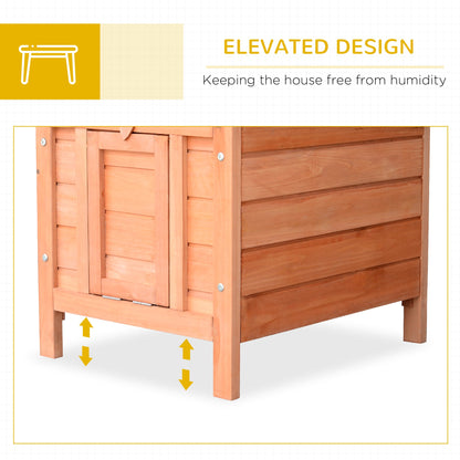 Small Wooden Rabbit Hutch Bunny Cage Guinea Pig Cage Duck House Dog House with Openable & Waterproof Roof, for Rabbits, Chickens, Ducks, Natural