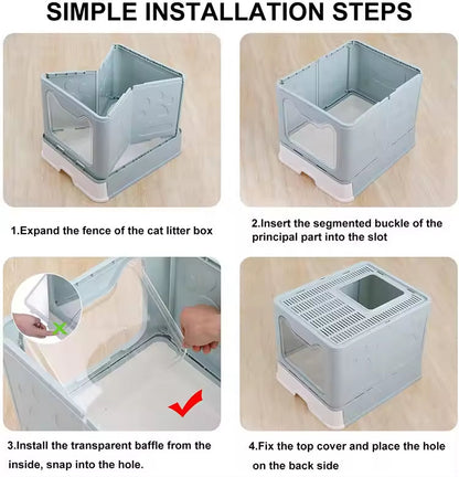 Front-entry Enclosed Extra-large Cat Litter Box With A Litter Collection Cover And A Large Scoop For Cats