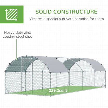 Large Metal Chicken Coop with Waterproof and Anti-UV Cover for Yard, Outdoor, Duck, Rabbit, 9.2 x 24.9 x 6.5
