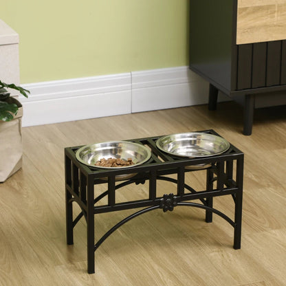 Double Stainless Steel Heavy Duty Dog Food Bowl Elevated Pet Feeding Station