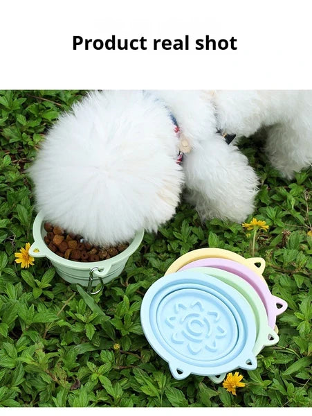 3-in-1 Pet Travel Collapsible Bowl Foldable Slow-Feeder With Strong Suction Cups  Portable Silicone Dog Bowl With Hook For Hanging On Collar-Backpack