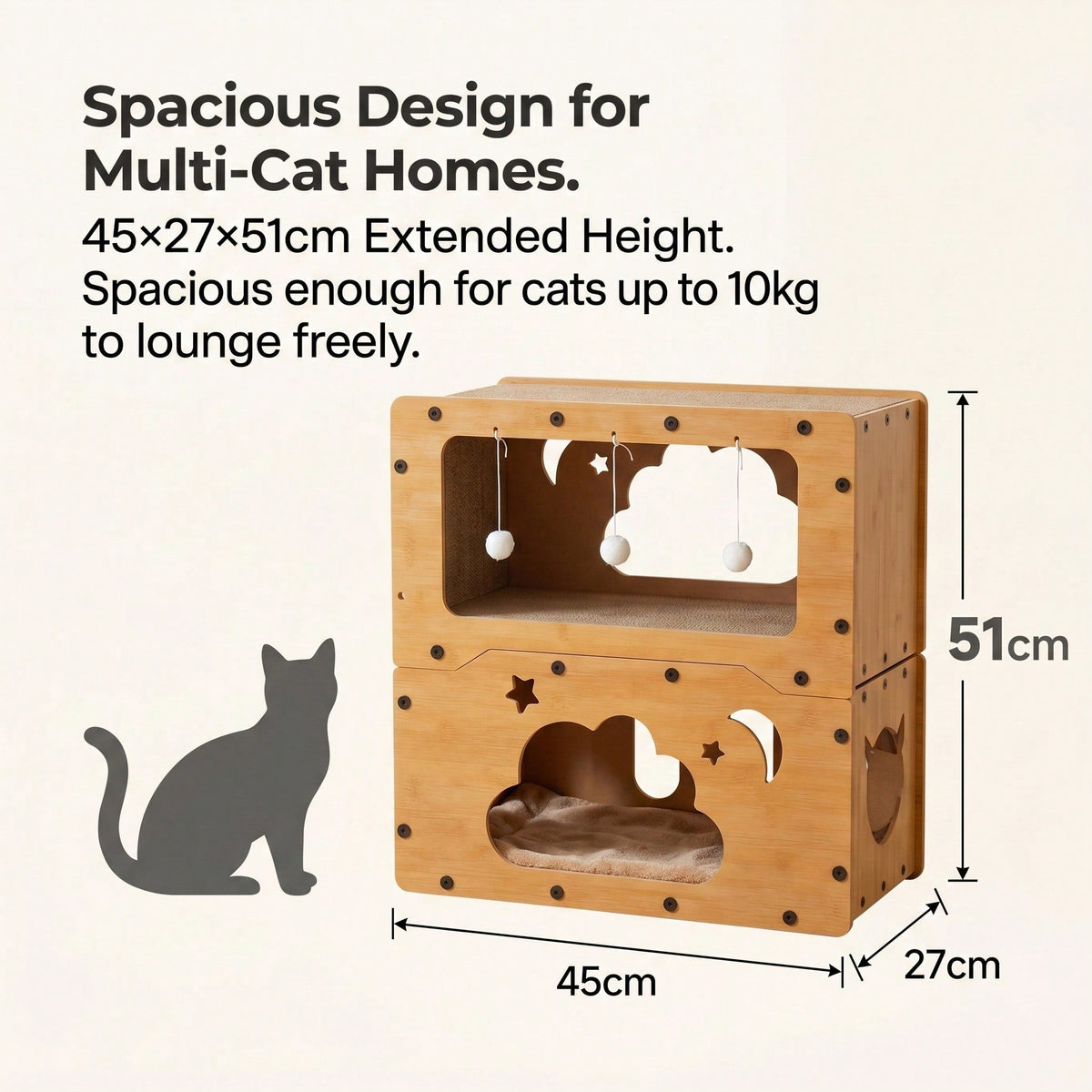 2 Styles Double Layer Cat Scratcher House Multifunctional Corrugated Paper Cat Nest Villa Large Space Cat Cave Bed With Hanging Ball Toy Wear Resistant Claw Grinding Cat House Indoor