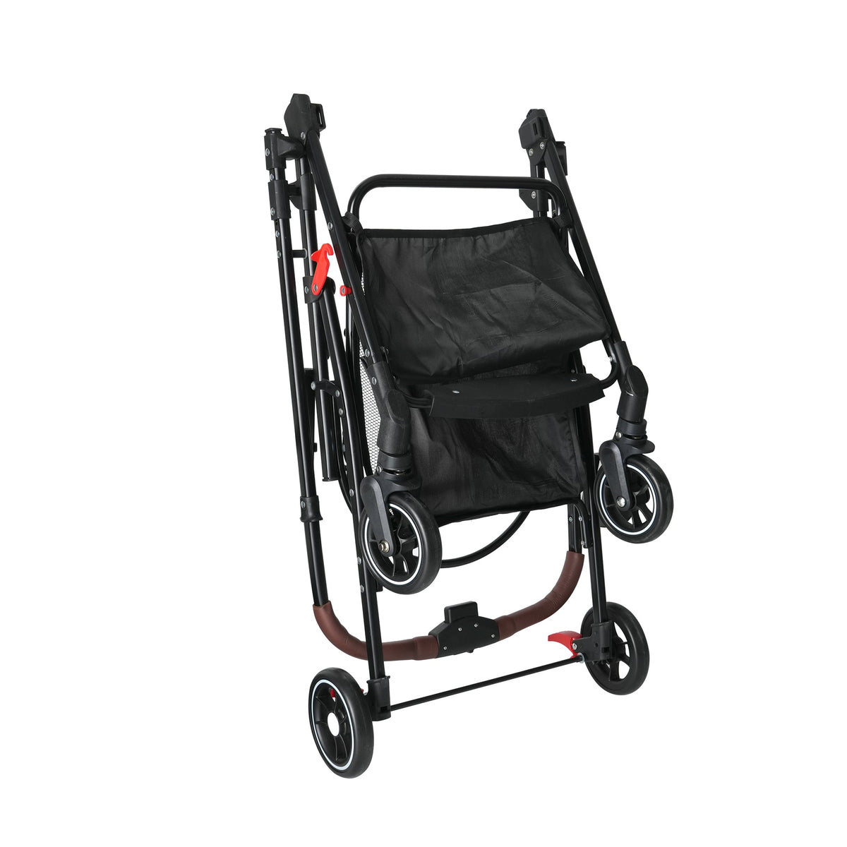 4-Wheel Foldable Pet Stroller For Small Dogs & Cats - 360 Rotating Wheels, Detachable Carrier & Travel Bag Included