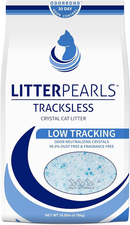Litter Pearls Tracksless Unscented Non-Clumping Crystal Cat Litter with Odorbond, 10.5 Pounds
