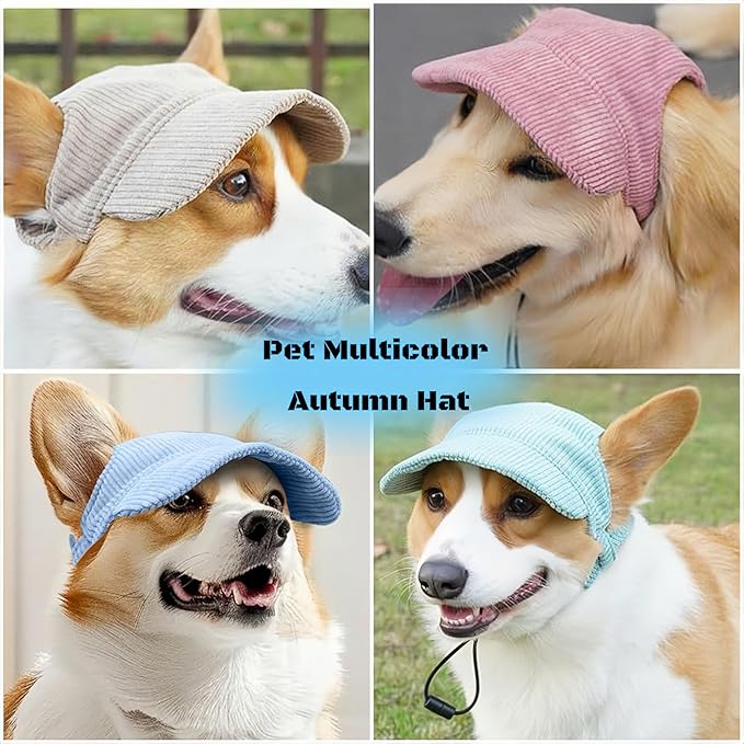 Pet Baseball Cap with Ear Holes - Multi-Color Sun Visor Hat for Dogs & Cats, Summer & Fall Beach Headwear for Puppies & Kittens (Green, M)