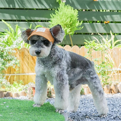 Pet Dog Baseball Cap, Cat Hat, Cat Dog Sun Cap with Ear Holes, Adjustable Puppy Outdoor Sun Hat (Brown, Large)