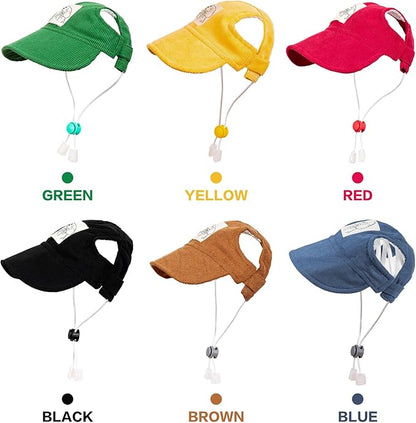 Pet Dog Baseball Cap, Cat Hat, Cat Dog Sun Cap with Ear Holes, Adjustable Puppy Outdoor Sun Hat (Brown, Small)
