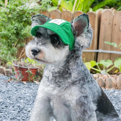 Pet Dog Baseball Cap, Cat Hat, Cat Dog Sun Cap with Ear Holes, Adjustable Puppy Outdoor Sun Hat (Green, X-Large)