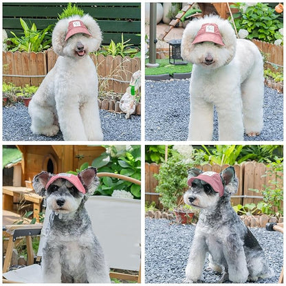 Pet Dog Baseball Cap, Cat Hat, Cat Dog Sun Cap with Ear Holes, Adjustable Puppy Outdoor Sun Hat (Pink, Large)