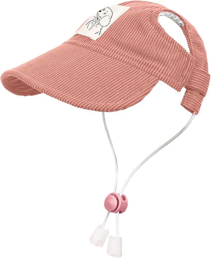 Pet Dog Baseball Cap, Cat Hat, Cat Dog Sun Cap with Ear Holes, Adjustable Puppy Outdoor Sun Hat (Pink, Medium)
