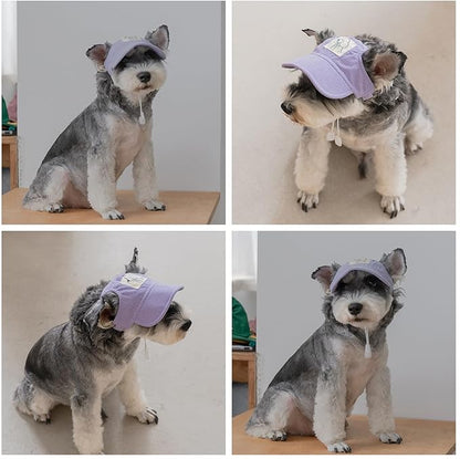 Pet Dog Baseball Cap, Cat Hat, Cat Dog Sun Cap with Ear Holes, Adjustable Puppy Outdoor Sun Hat (Purple, X-Large)