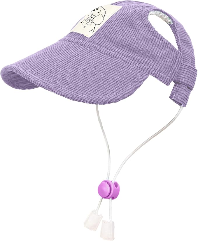 Pet Dog Baseball Cap, Cat Hat, Cat Dog Sun Cap with Ear Holes, Adjustable Puppy Outdoor Sun Hat (Purple, X-Small)