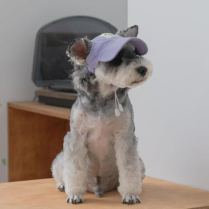Pet Dog Baseball Cap, Cat Hat, Cat Dog Sun Cap with Ear Holes, Adjustable Puppy Outdoor Sun Hat (Purple, X-Small)