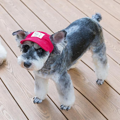Pet Dog Baseball Cap, Cat Hat, Cat Dog Sun Cap with Ear Holes, Adjustable Puppy Outdoor Sun Hat (Red, X-Large)