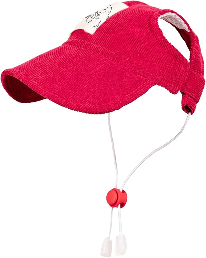 Pet Dog Baseball Cap, Cat Hat, Cat Dog Sun Cap with Ear Holes, Adjustable Puppy Outdoor Sun Hat (Red, X-Large)