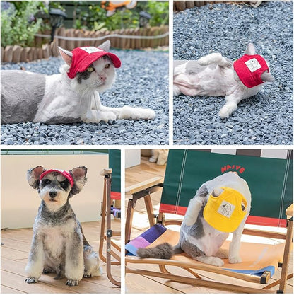 Pet Dog Baseball Cap, Cat Hat, Cat Dog Sun Cap with Ear Holes, Adjustable Puppy Outdoor Sun Hat (Red, X-Large)