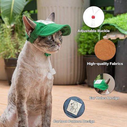 Pet Dog Baseball Cap, Cat Hat, Cat Dog Sun Cap with Ear Holes, Adjustable Puppy Outdoor Sun Hat (Red, X-Large)