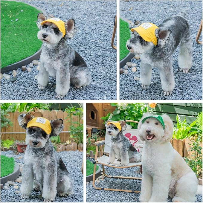 Pet Dog Baseball Cap, Cat Hat, Cat Dog Sun Cap with Ear Holes, Adjustable Puppy Outdoor Sun Hat (Yellow, Large)