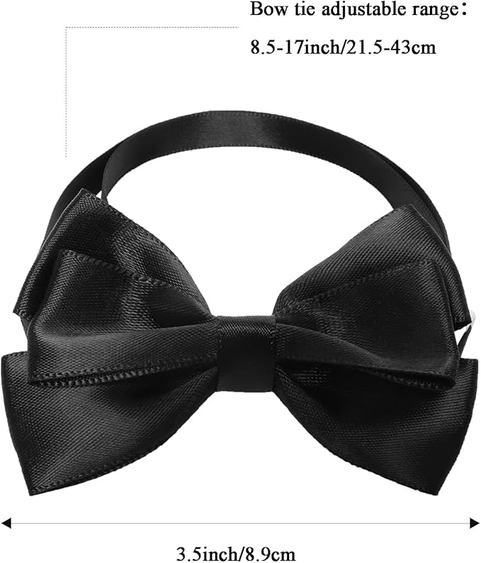 Pet Formal Accessories Set 2 Pcs Dog Costume Top Hat with Formal Pet Tuxedo Bowtie/Necktie Birthday Party Halloween Gradation Christmas Dog Cat Costumes Accessories Black One Size