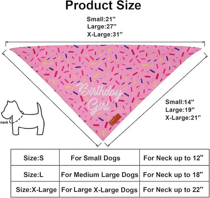 PTDECOR Dog Birthday Party Supplies, Multi Size Birthday Girl Bandana, Pink Crowns Hat Set for Medium Large Pets (Large)