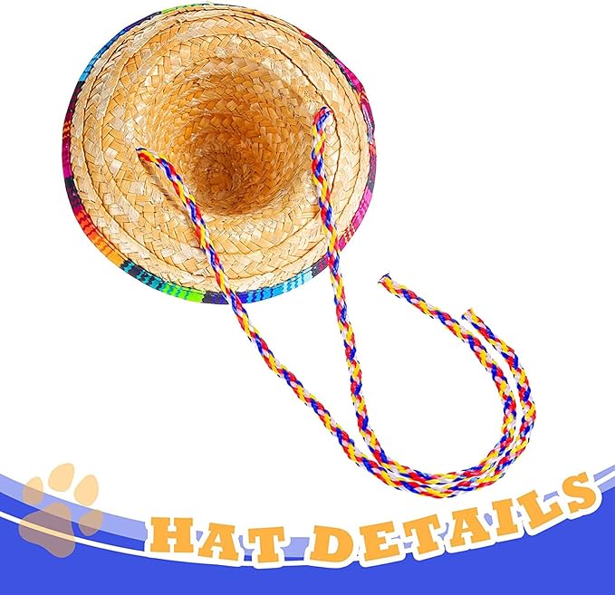 Ramede 3 Pcs Sombrero Hat Pet Mexican Serape Poncho Costume Include Cinco De Mayo Mexican Dog Bandana Fiesta Triangle Bib Summer Round Sunglasses for Small Large Dog Birthday Gift Party Decor Puppy