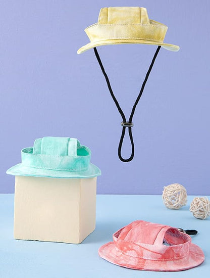Round Brim Princess Hat Visor Hat Pet Dog Mesh Porous Sun Hat with Ear Holes for Small, Extra Small Dog Teddy, Pug, Chihuahua, Shih Tzu, Yorkshire Terriers, Papillon T-Yellow L