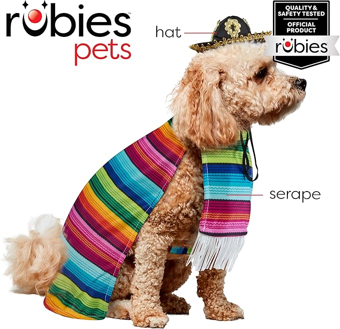 Rubies Serape and Hat Pet Costume Pet Costume for Dogs or Cats, XL