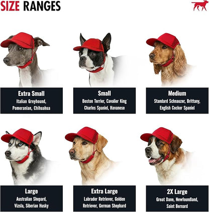 Tuff Pupper Dog Baseball Cap | UV Protection Dog Sun Hat | Breathable Lightweight Design | Secure Adjustable Chin Strap | Quick-Dry Fabric | Reinforced Brim | Small Medium Large Dogs (Red, L)