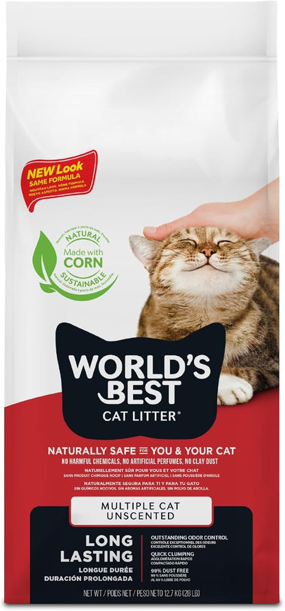 World's Best Cat Litter Cat Scoopable Multiple Cat Clumping Formula, 14-Pound Bag